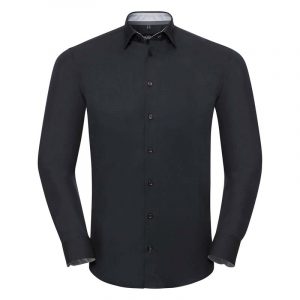Russell Collection:Men’s LS Tailored Contrast Ultimate Stretch Shirt R966M-0.