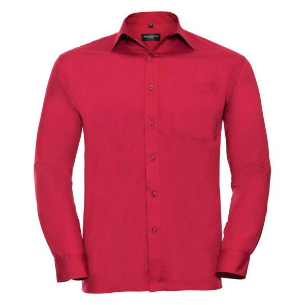 Poplin Shirt LS kleur Classic Red