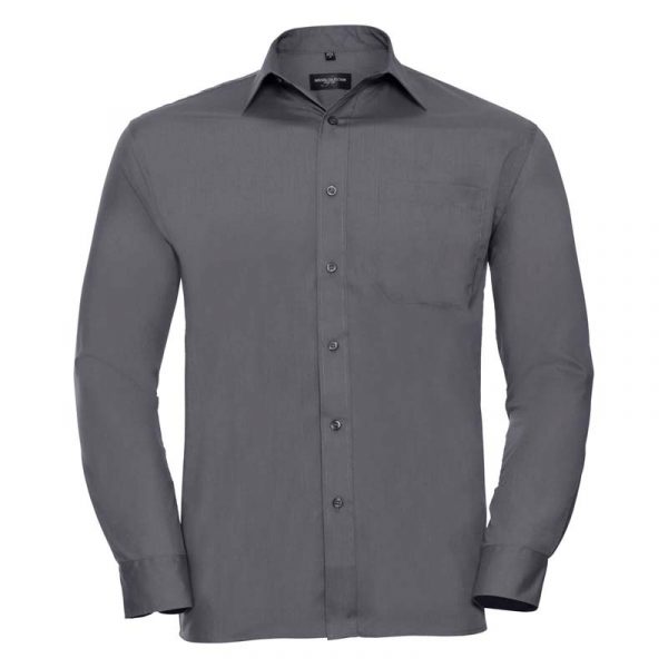 Poplin Shirt LS kleur Convoy Grey