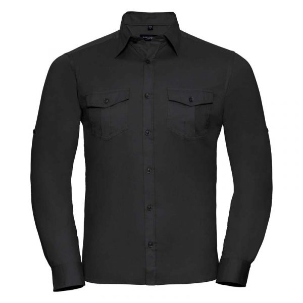 Roll Sleeve Shirt Long Sleeve kleur Black