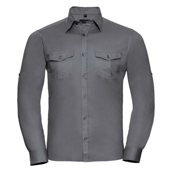 Roll Sleeve Shirt Long Sleeve kleur Zinc