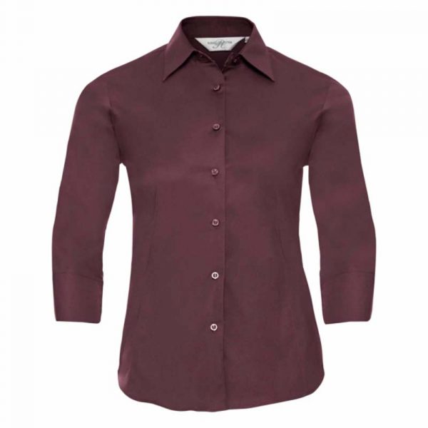 Tailored Blouse with 34 Sleeves kleur Port