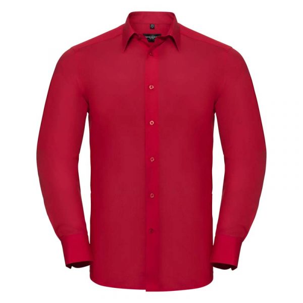 Tailored Poplin Shirt LS kleur Classic Red