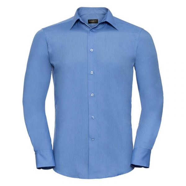Tailored Poplin Shirt LS kleur Corporate Blue