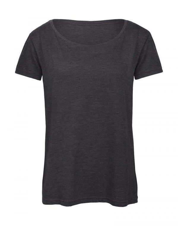 Triblendwomen T Shirt Kleur Heather Dark Grey