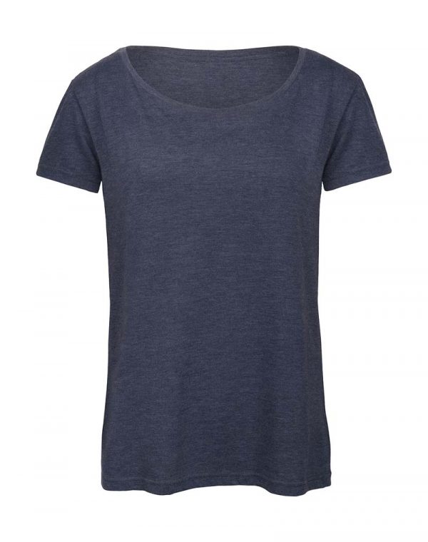 Triblendwomen T Shirt Kleur Heather Navy