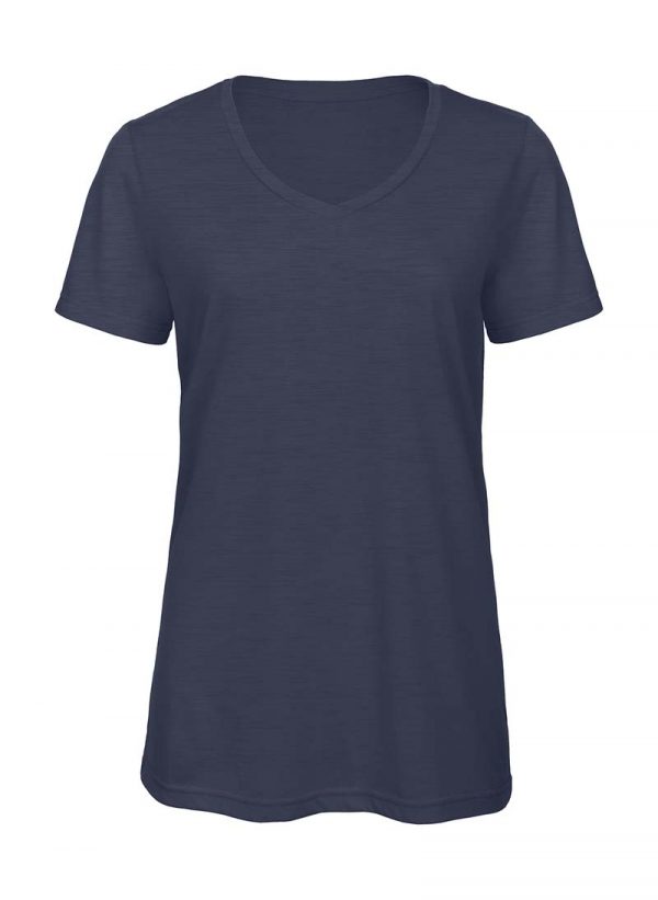 V Triblendwomen T Shirt Kleur Heather Navy