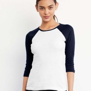 Bella+Canvas:3/4 Sleeve Contrast Raglan T-Shirt.
