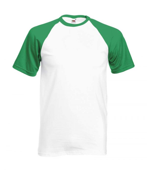 Baseball Tee Kleur White Kelly Green