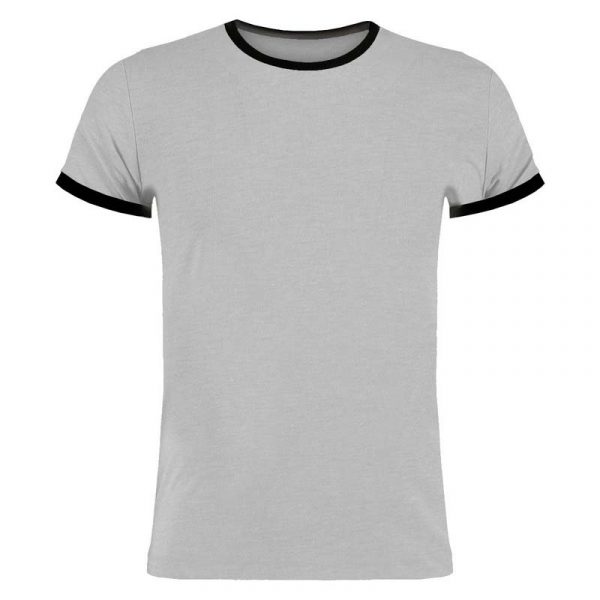 Fashion Fit Ringer Tee Kleur Light Grey Marl Black