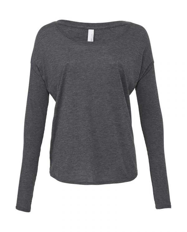 Flowy T Shirt with 2x1 Sleeves Kleur Dark Grey Heather