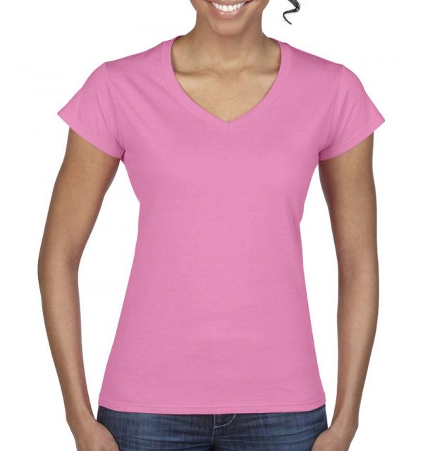 Gildan Ladies Softstyle V Neck T Shirt Kleur Azalea