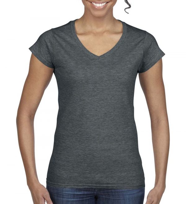 Gildan Ladies Softstyle V Neck T Shirt Kleur Dark Heather