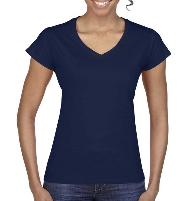 Gildan Ladies Softstyle V Neck T Shirt Kleur Navy