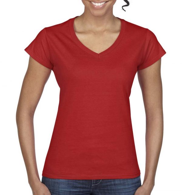 Gildan Ladies Softstyle V Neck T Shirt Kleur Red