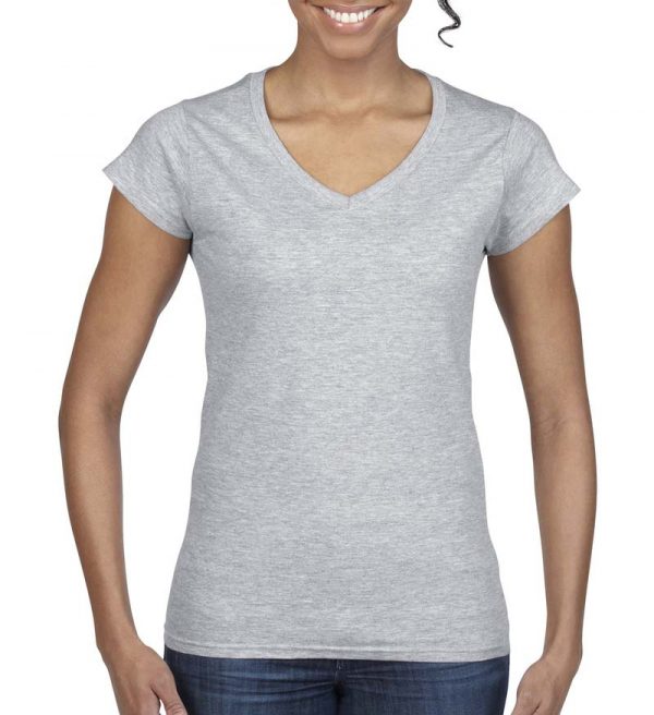 Gildan Ladies Softstyle V Neck T Shirt Kleur Sport Grey