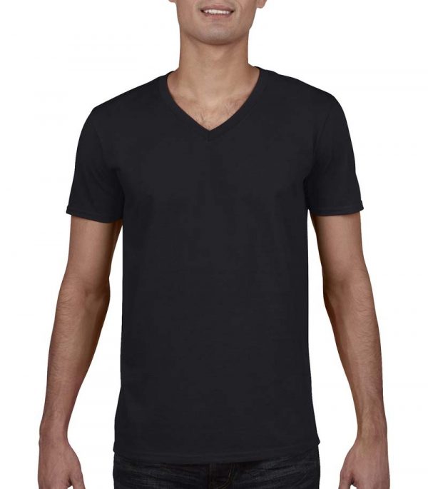 Gildan Mens Softstyl V Neck T Shirt Kleur Black