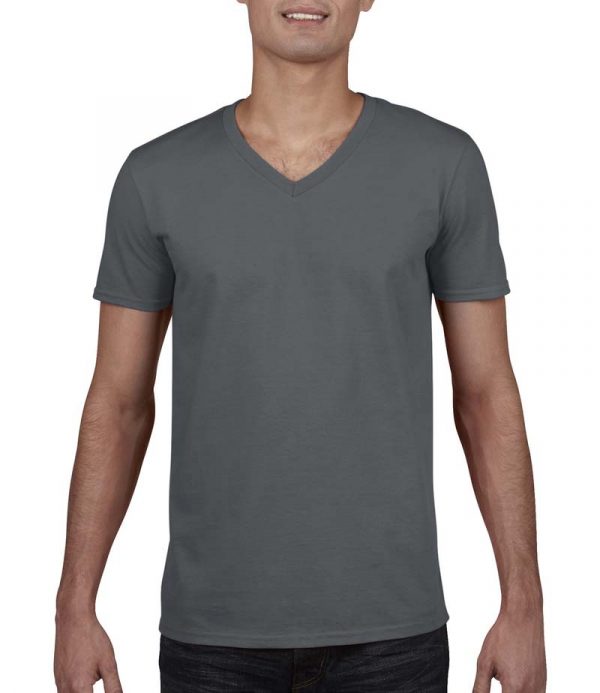 Gildan Mens Softstyl V Neck T Shirt Kleur Charcoal