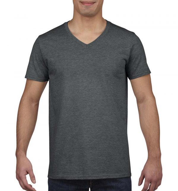 Gildan Mens Softstyl V Neck T Shirt Kleur Dark Heather