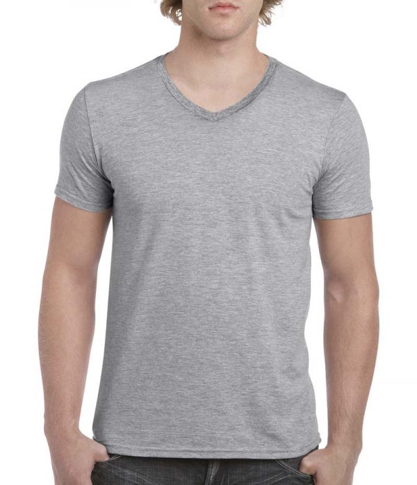 Gildan Mens Softstyl V Neck T Shirt Kleur Sport Grey