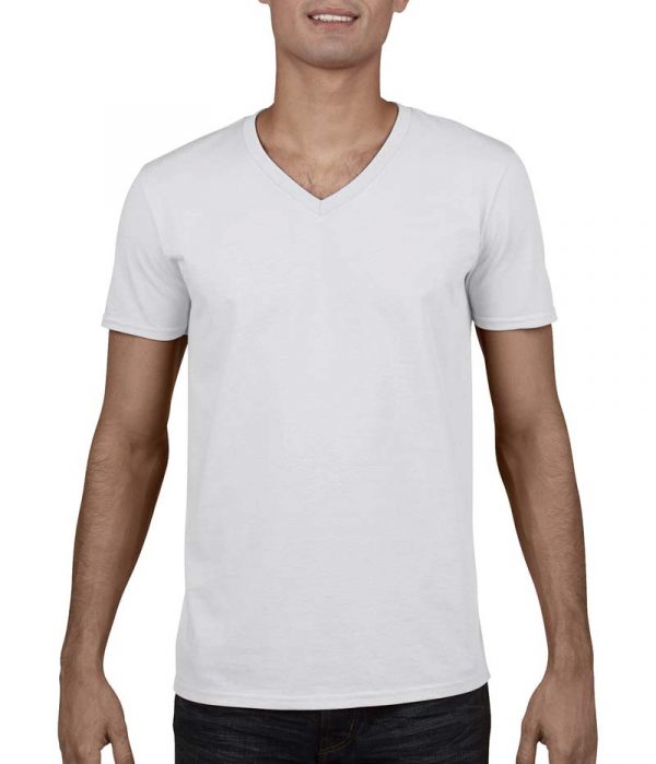 Gildan Mens Softstyl V Neck T Shirt Kleur White