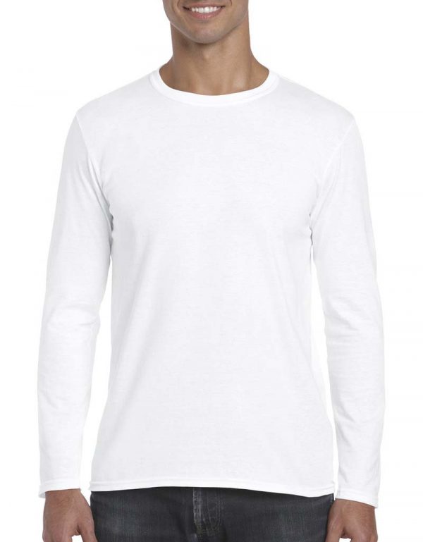 Gildan Mens Softstyle Long Sleeve Tee Kleur White