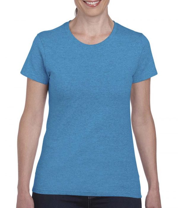 Ladies Heavy Cotton T Shirt Kleur Heather Sapphire