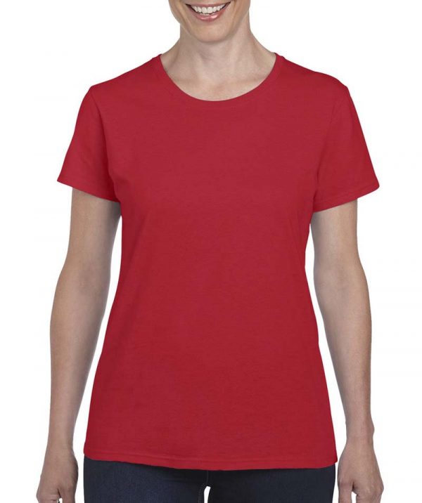 Ladies Heavy Cotton T Shirt Kleur Red