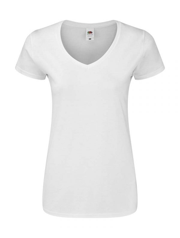 Ladies Iconic 150 V Neck T kleur White