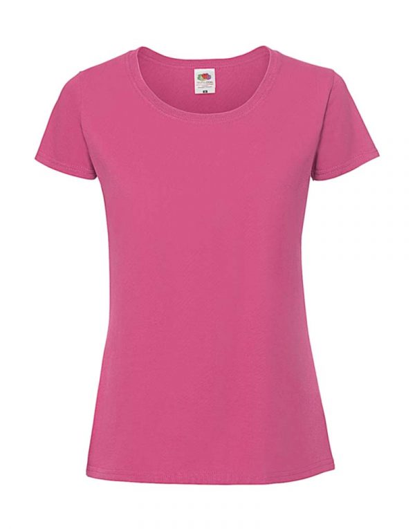 Ladies Ringspun Premium T Kleur Fuchsia