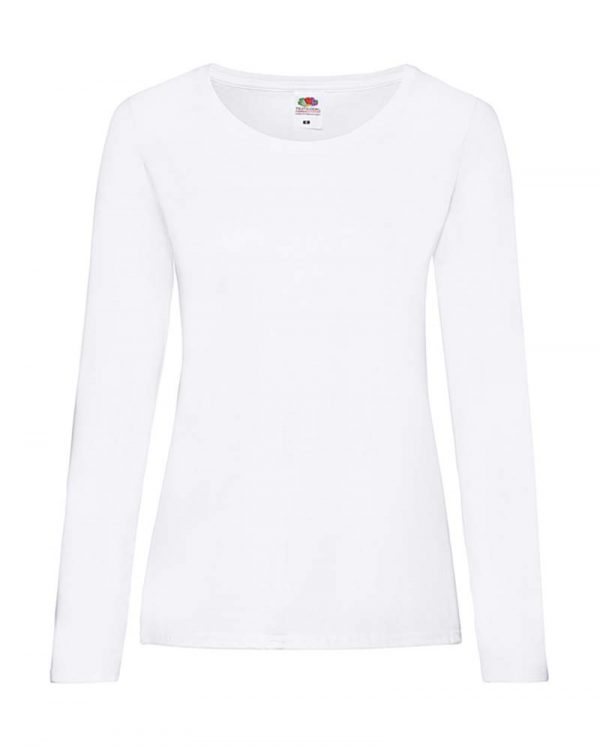 Ladies Valueweight Long Sleeve T Kleur White