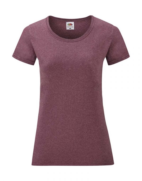 Ladies Valueweight T Kleur Heather Burgundy