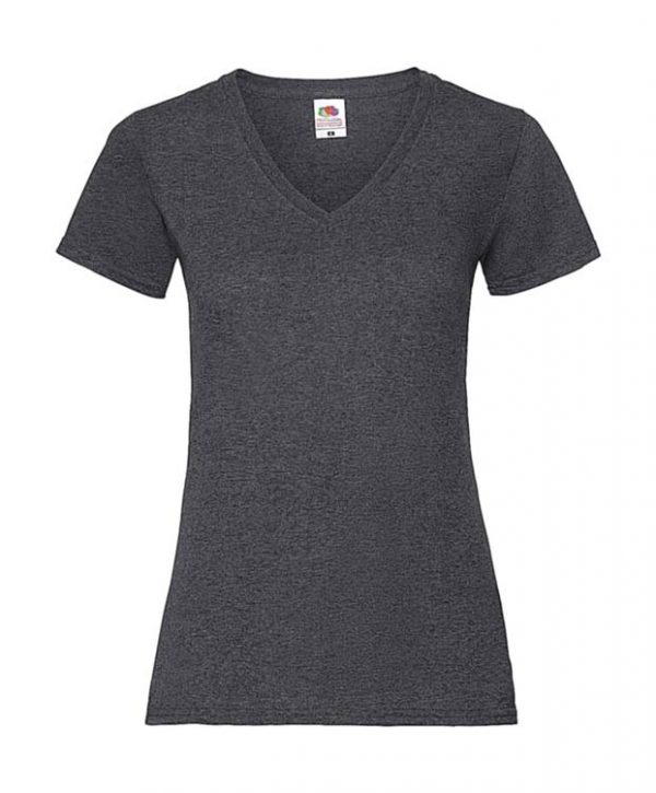 Ladies Valueweight V Neck T Kleur Dark Heather Grey