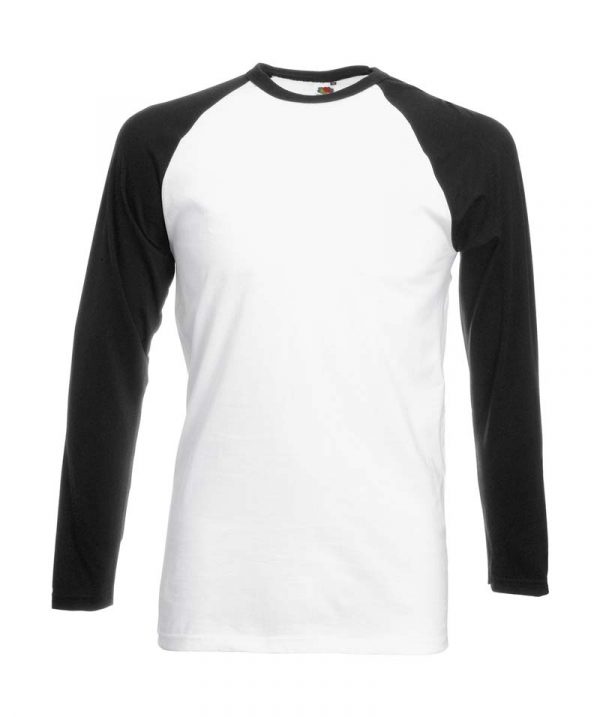 Long Sleeve Baseball T Shirt Kleur White Black