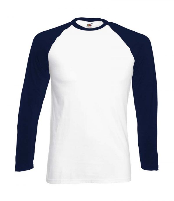 Long Sleeve Baseball T Shirt Kleur White Deep Navy