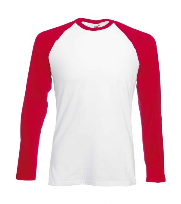 Long Sleeve Baseball T Shirt Kleur White Red