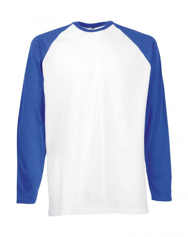 Long Sleeve Baseball T Shirt Kleur White Royal