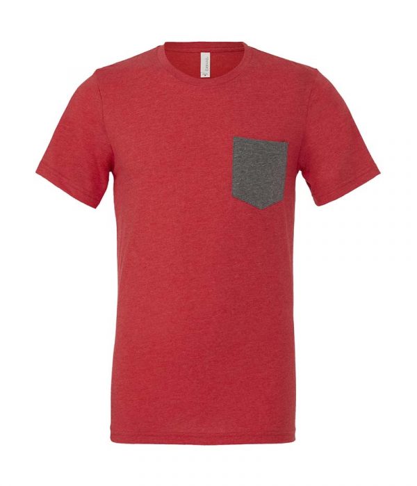 Mens Jersey Pocket T Shirt Kleur Heather Red Deep Heather