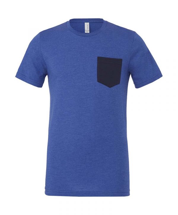 Mens Jersey Pocket T Shirt Kleur Heather True Royal Navy