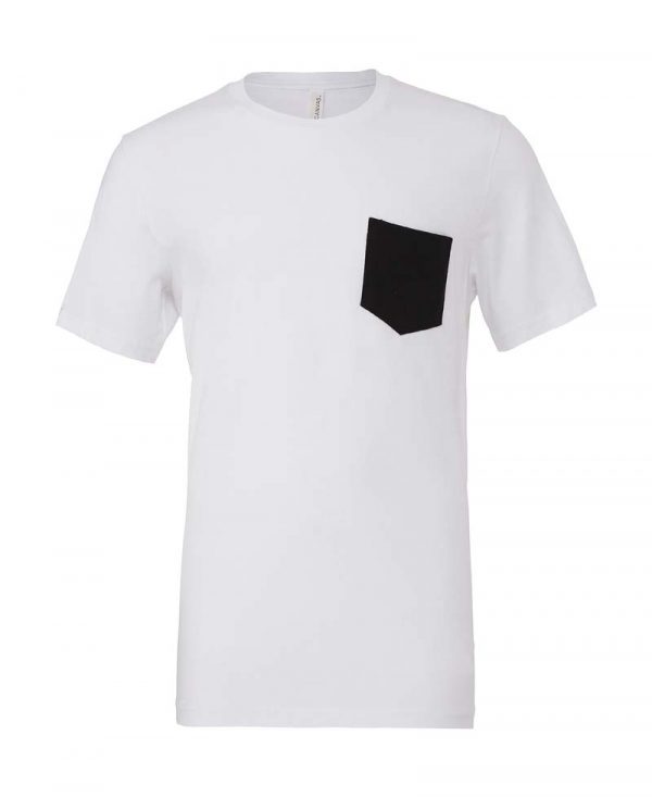 Mens Jersey Pocket T Shirt Kleur White Black