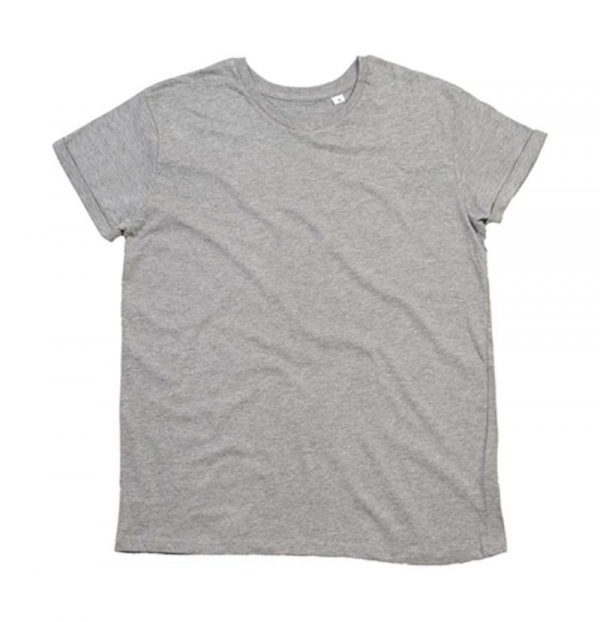 Mens Organic Roll Sleeve T Kleur Heather Grey Melange