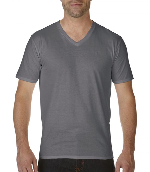 Premium Cotton Adult V Neck T Shirt Kleur Charcoal