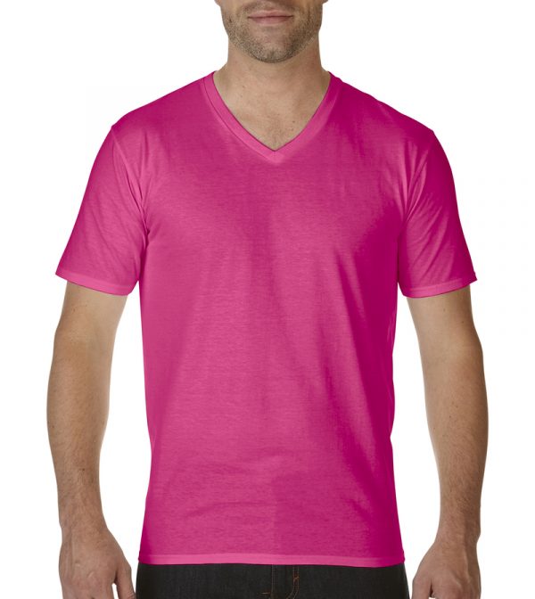 Premium Cotton Adult V Neck T Shirt Kleur Heliconia