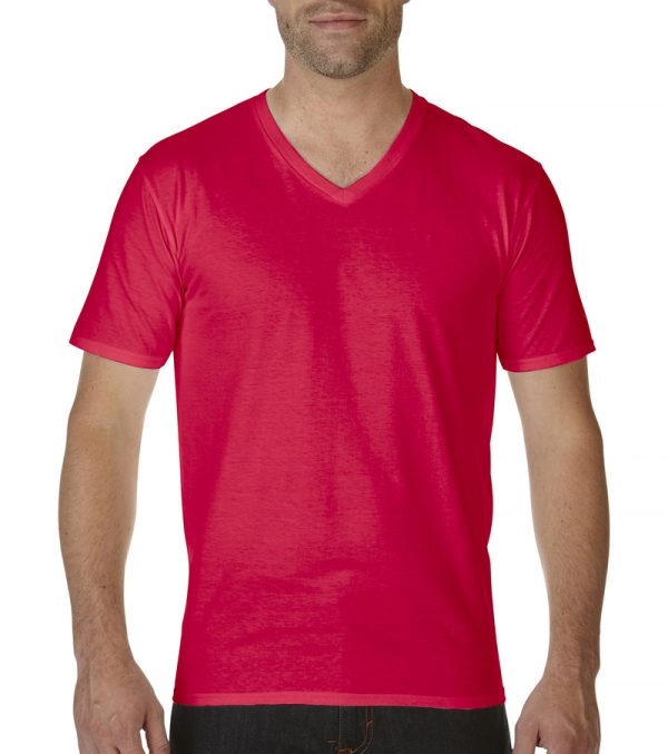 Premium Cotton Adult V Neck T Shirt Kleur Red