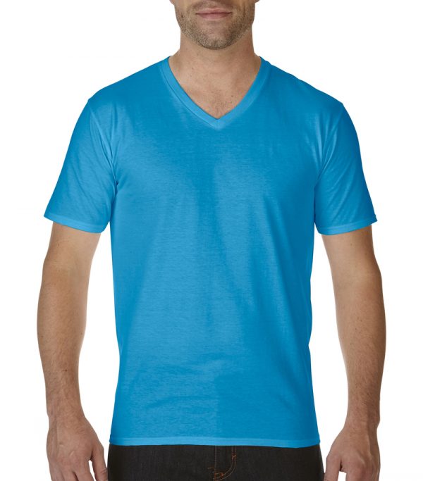 Premium Cotton Adult V Neck T Shirt Kleur Sapphire