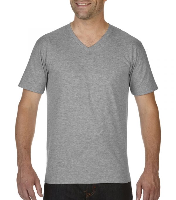 Premium Cotton Adult V Neck T Shirt Kleur Sport Grey