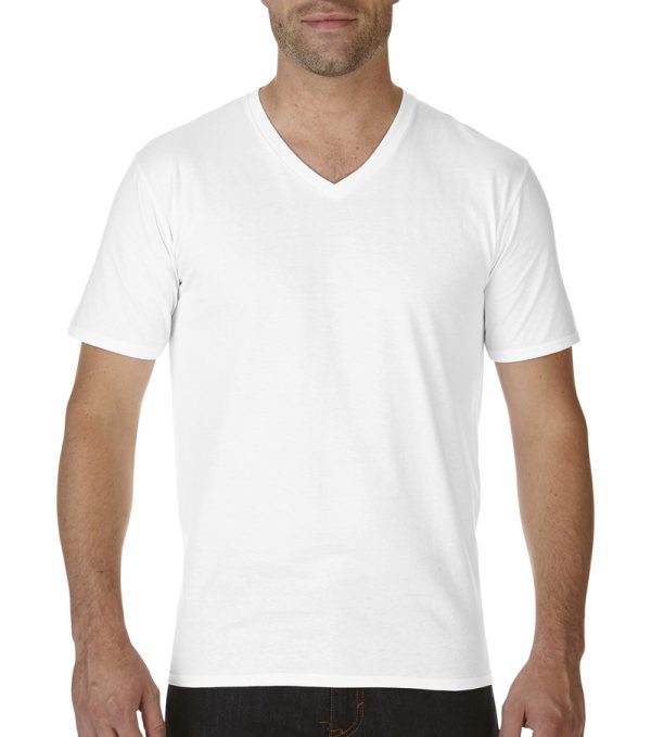 Premium Cotton Adult V Neck T Shirt Kleur White