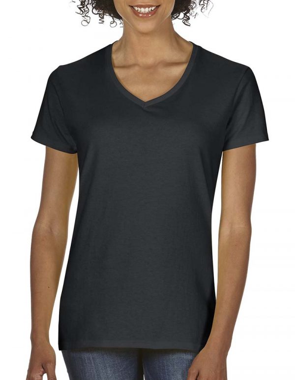 Premium Cotton Ladies V Neck T Shirt Kleur Black