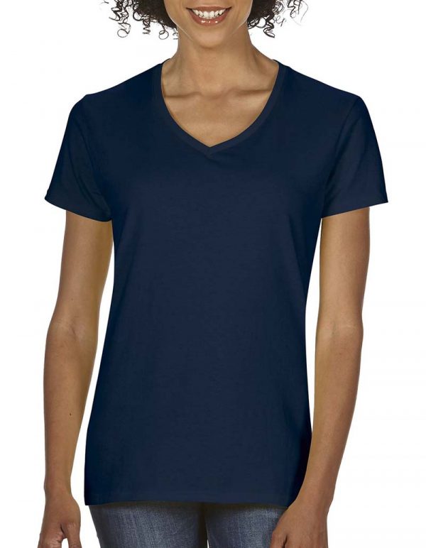 Premium Cotton Ladies V Neck T Shirt Kleur Navy