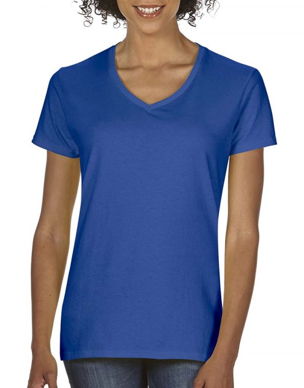 Premium Cotton Ladies V Neck T Shirt Kleur Royal